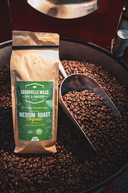 Organic Coffee, Medium Roast, Whole beans Coffee 100% Arabica Colombian Coffee, Fresh Roasted Medium (1LB) , Saxonville Mills Coffee