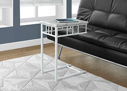 Monarch I 3083 Marble/Metal Accent Table, White