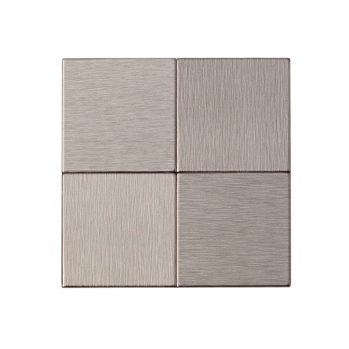 Aspect Peel and Stick Backsplash Square Stainless Matted Metal Tile Sample for Kitchen and Bathrooms (Sample)