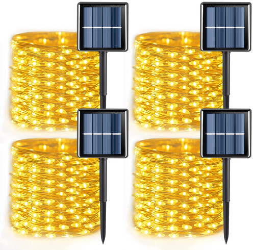 QITONG 4 Pack Warm White Solar Fairy Lights, Each 33ft 100 LED Solar Outdoor Lights Waterproof, 8 Modes Copper Wire Solar Twinkle Lights for Tree Garden Patio Party Yard Wedding Christmas QITONG 4 Pack Warm White Solar Fairy Lights, Each 33ft 100 LED Solar Outdoor Lights Waterproof, 8 Modes Copper Wire Solar Twinkle Lights for Tree Garden Patio Party Yard Wedding Christmas