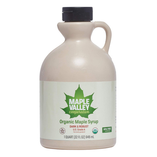 Maple Valley Pure Organic Maple Syrup 32 Oz. Grade A Dark Robust Maple Syrup *Formerly Grade B* in Bpa-Free Plastic Jug Maple Valley Pure Organic Maple Syrup 32 Oz. Grade A Dark Robust Maple Syrup *Formerly Grade B* in Bpa-Free Plastic Jug
