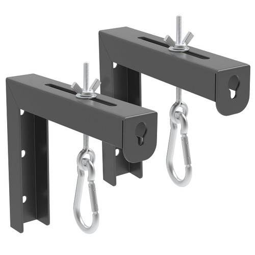Black Universal Projector Screen L-Bracket Wall Hanging Mount 6 inch Adjustable Extension with Hook Manual, for Wall or Ceiling Mount Home Projector and Movie Screens, 80 Lb Capacity Each