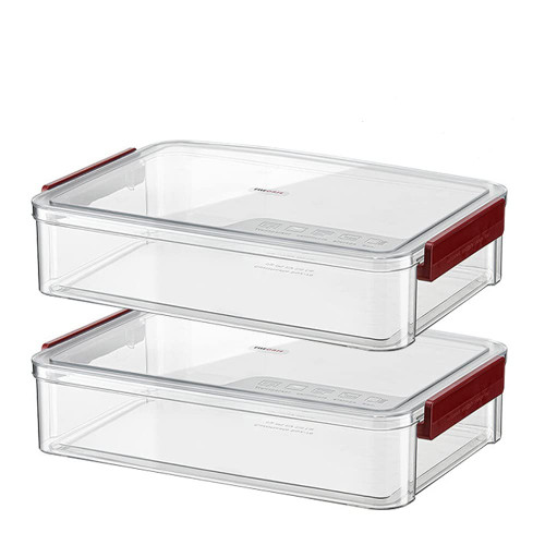 Comforhous 2 Pack Document Storage Clear Plastic Storage Boxes with Lids Stackable Storage Bins Paper Storage Box Containers for Organizing A4 File Paper, Document, Photo, Scrapbook Red