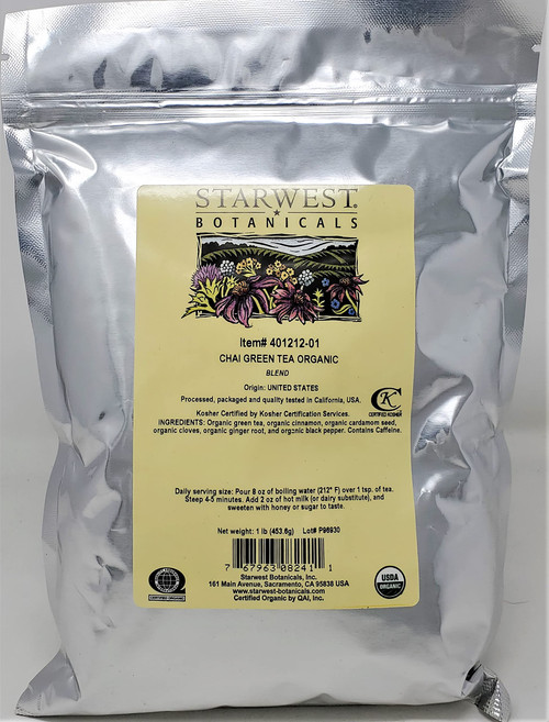 Chai Green Tea Organic, 1 lb, StarWest Botanicals