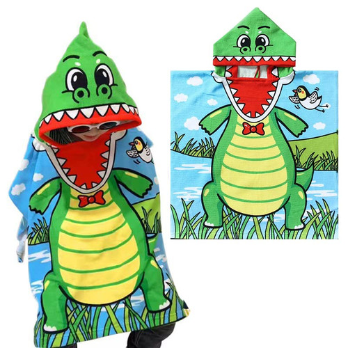 GIELYPANO Kids Hooded Bath Towel for Boys Girls, Hooded Beach Towel Wrap,Toddler Pool Towel with Hood for Bath,Beach,Pool (Alligator)