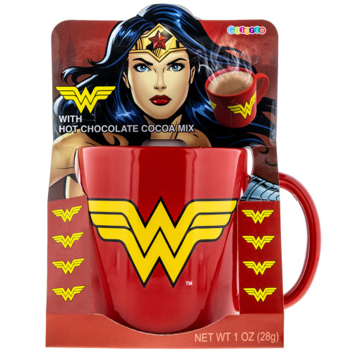 Wonder Woman Jumbo Mug Gift Set with Hot Chocolate Mix, Christmas Coffee Cup and Cocoa Powder, 1 Ounce