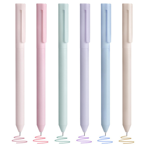 HULIPARK 6PCS Colored Gel Pens for Journaling, Pastel Gel Pens Colored Ink Quick Dry & No Smear, Retractable Cute Pen Fine Point 0.5mm for Note Taking, Aesthetic Gel Ink Pens Smooth Writing Stationery