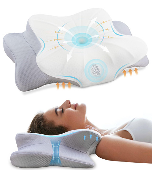 FAIORD Cervical Pillow for Neck Pain Relief Ergonomic Contour Memory Foam Pillows for Sleeping with Washable Pillowcase, Orthopedic Neck Support Pillow for Side Back Stomach Sleeper