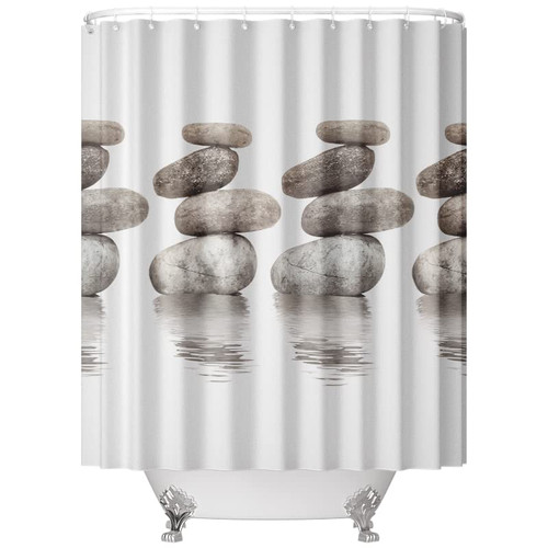 Sikaiqi Stone Pattern Shower Curtains White Color Reflection Thick Waterproof Washable Polyester Shower Curtain for Hotel Bathroom 78" x 72" 12 an-Rust Hooks Included