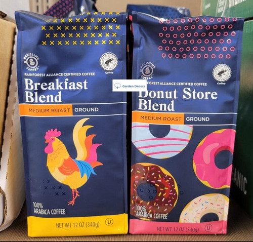 Barissimo Coffee Breakfast & Donut Store Blend Ground Coffee Medium Roast 12oz 340g (Two Bags)
