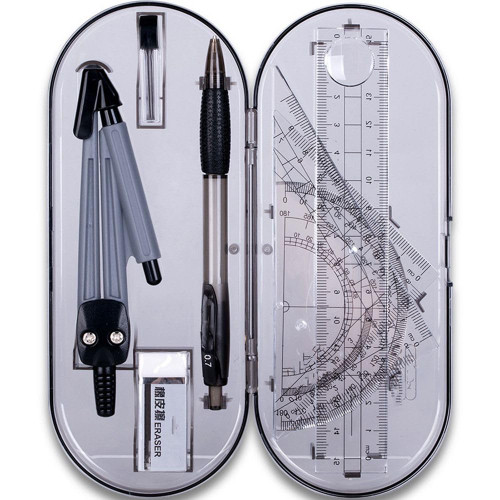 8 Piece Compass Set Math Geometry Kit Student Supplies, Student Supplies Drawing Compass, Protractor, Ruler, Pencil Refill, Pencil, Eraser for Students and Engineering Drawing