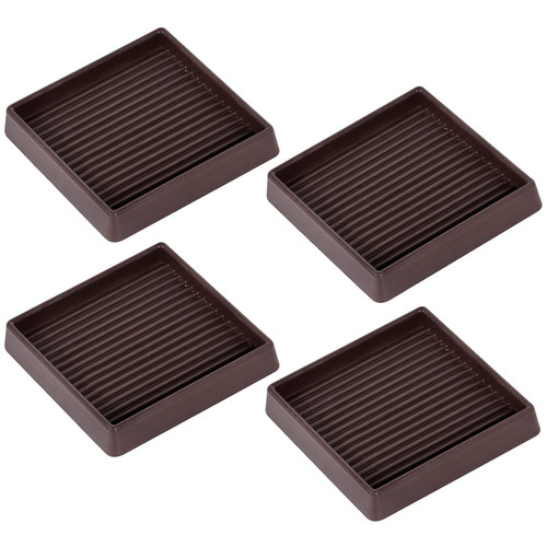 Furniture Caster Cups, 3x3 Inch Square Rubber Furniture Casters Cups with Anti-Sliding Floor Grip, Bed Wheel Stoppers Non Skid Furniture Pads, Ideal Floor Protectors?4 Pack?