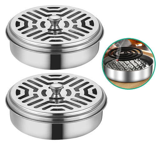 Portable Mosquito Coil Holder, Mosquito Incense Box Sandalwood Holder with ?Handle, Fireproof ?Incense Burner for Home Office Camping (2)