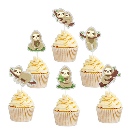 Sloth Cupcake Toppers,Sloth Birthday Party Supplies Mixed Shaped Sloth Party Decorations,Sloth Themed Baby Shower Birthday Party Supplies.-18CS Sloth Cupcake Toppers,Sloth Birthday Party Supplies Mixed Shaped Sloth Party Decorations,Sloth Themed Baby Shower Birthday Party Supplies.-18CS