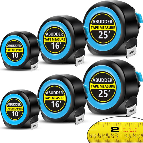 Tape Measure, Measuring Tape Retractable,Measurement Tape with Fractions,Self Lock Power Tape Measures Retractable 25ft/16ft/10ft (Blue, 10FT&16FT&25FT)