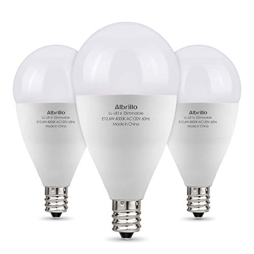Albrillo Dimmable Candelabra LED Bulbs, 60 Watt Equivalent E12 Light Bulb, Natural White 4000K LED Chandelier Light Bulbs, Candle Light Bulbs, 3 Pack Albrillo Dimmable Candelabra LED Bulbs, 60 Watt Equivalent E12 Light Bulb, Natural White 4000K LED Chandelier Light Bulbs, Candle Light Bulbs, 3 Pack