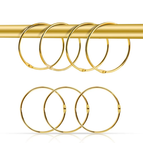 24Pack Shower Curtain Rings 2.5in Large RustProof Shower Curtain Hooks for Bathroom Metal Decorative Shower Curtain Rings and Hooks for Shower Rod Round Shower Rings for Curtain YULIFST (Glod)