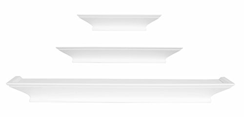 Burnes of Boston Traditional Walnut 3 Piece Floating Ledge Shelf Set. Includes Built In Level For Simple Installation