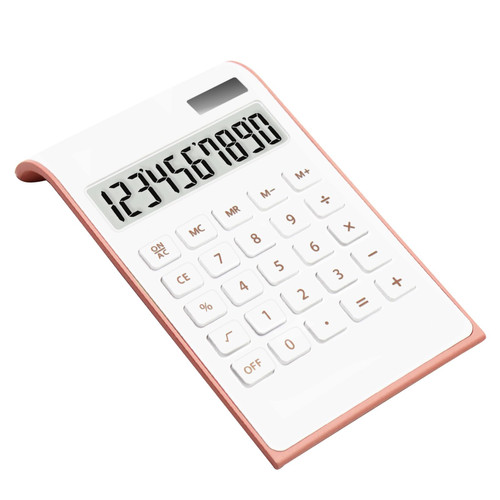 Rose Gold Calculator, UPIHO Rose Gold Pink Office Supplies and Accessories, 10 Digits Solar Battery Basic Office Calculator, Desktop Calculator with Large LCD Display, Gifts for Coworkers