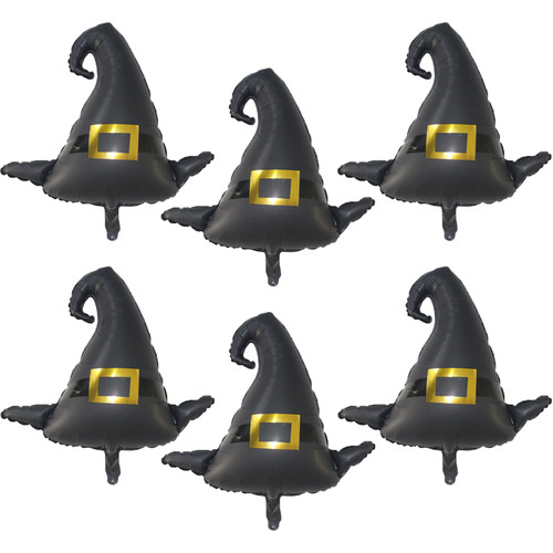 Halloween Party Balloons, 6PCS Jumbo Halloween Witch Hat Shaped Foil Balloons for Kids Halloween Props Halloween Birthday Party Decorations Supplies
