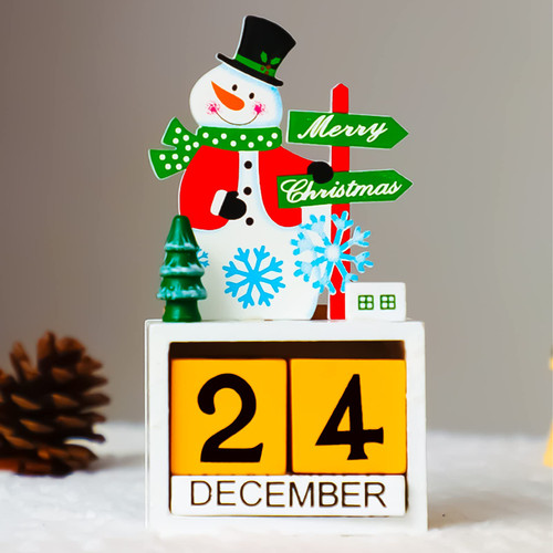 2022 Christmas Countdown Advent Calendar, Days Until Christmas Countdown Desk Wooden Decoration Home Ornaments Office Decor Gifts for kids & Adult - Snowman