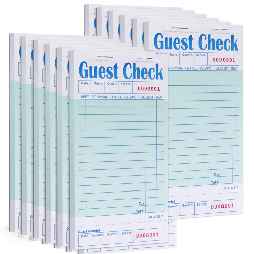 12Pack Guest Checks for Server, Server Note Pads, Waitress Ticket Book, Accessories for Waitress Wirting Pad, Restaurant Order Pad Come with 250 Sheets Total