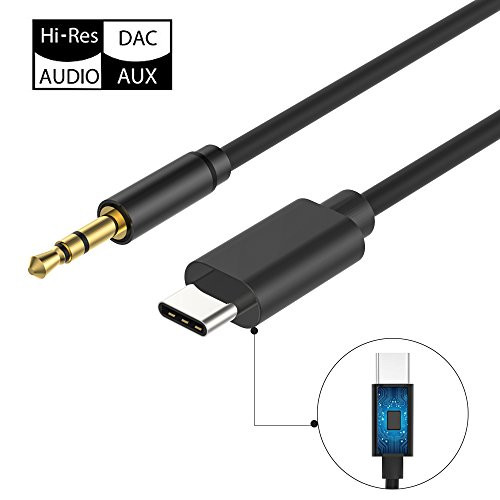 USB C to 3.5mm Aux Cable, PHADEN DAC Hi-Res USB-C Male to Female Stereo Earphone Adapter for Google Pixel 2/Pixel 2 XL, HTC, Motorola Moto Z, Essential PH-1, LG and Other USB C Devices