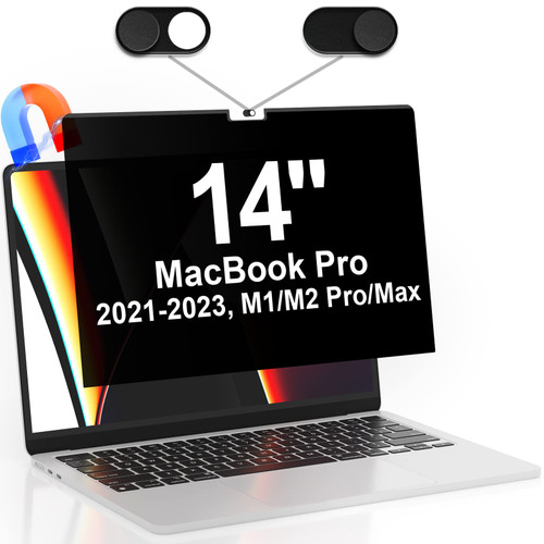 Mamol Privacy Screen MacBook Pro 14 Inch 2021-2023 (M1-M2, A2442/A2779), Magnetic Removable Anti Blue Light Glare Filter Privacy Screen Protector Compatible with 14.2'' Apple Mac Laptop