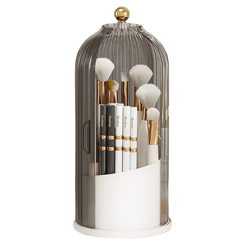 Armiya Makeup Organizer 360 Rotating Brush Holder Clear Cosmetic Organizer Storage Display Box Makeup Organizer for Vanity Countertop Bathroom (black)