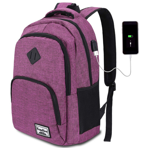 YAMTION Laptop Backpack for Women,School Backpack for Teen Girls College Backpack with USB Charging Port,Purple