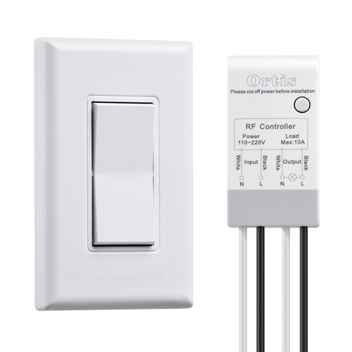 Wireless Light Switch and Receiver Kit, Ortis 300ft RF Range Wireless Wall Switches for Lights, Fans, Battery Included, No Wiring Needed