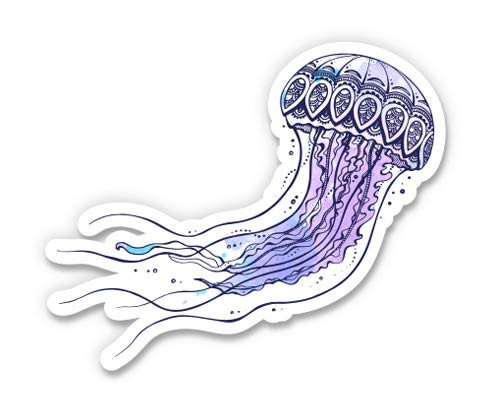 GT Graphics Express Pretty Painted Jellyfish - 3" Vinyl Sticker - for Car Laptop I-Pad Phone Helmet Hard Hat - Waterproof Decal