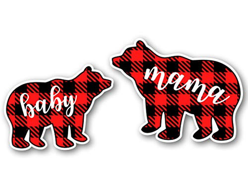 GT Graphics Express Mama Bear and Baby Bear - 3" Vinyl Stickers - for Car Laptop Water Bottle Phone - Waterproof Decals