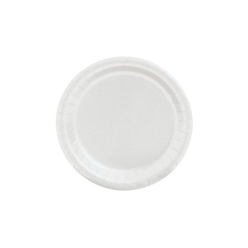 Fun Express - White 7" Paper Plate 24pc - Party Supplies - Solid Tableware - Solid Plates & Bowls - 24 Pieces