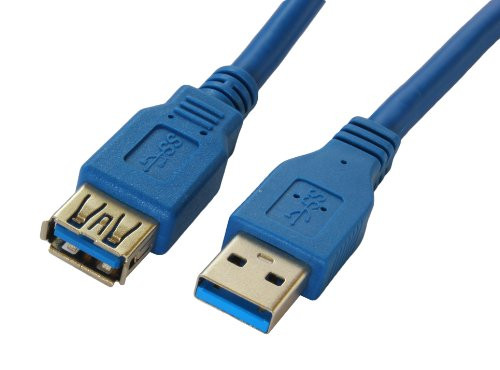 Superspeed USB 3.0 Type A Male to Type A Female 28AWG Extension Cable (3 Feet, Blue)