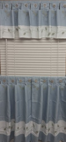 The_Curtain_Shop Daisy Embroidered with Applique 24" Tier Blue