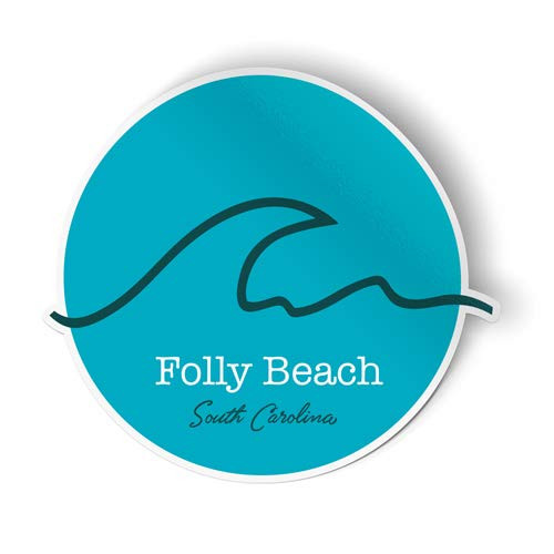 Squiddy Folly Beach South Carolina Wave - Vinyl Sticker Decal for Phone, Laptop, Water Bottle (2.5" high)