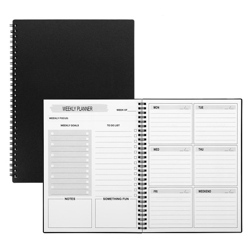 Cheneyboo Weekly Planner Undated, To do list planner notebook, 7.6" x 10.2"Big Size Planner, 52 Weeks Planner, Black