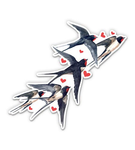 GT Graphics Express Pretty Painted Swallows - 5" Vinyl Sticker - for Car Laptop I-Pad - Waterproof Decal
