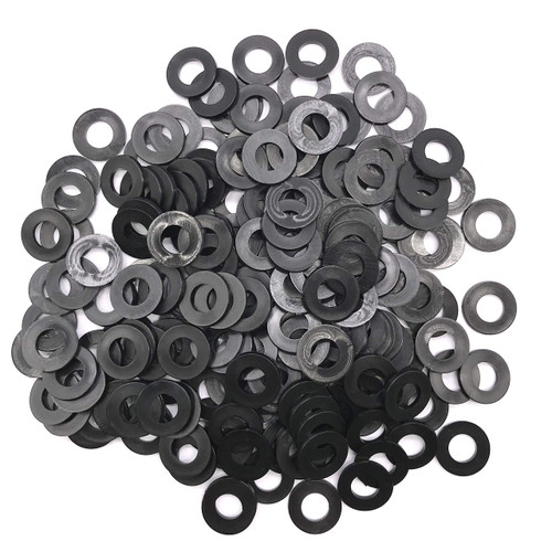 NACX 200Pcs Black Nylon Plastic Round Flat Washer Gasket Spacer Fastener M8 x 16mm x 1.5mm