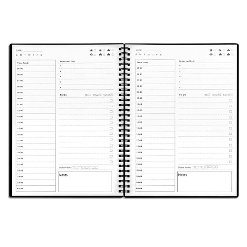 UtyTrees To Do List Notebook, Daily Planner Undated - Blank Hourly Schedules Appointment Planner, Time Planner, 7.6"x10.2" Bigger Planner, Time Management Manual and Planner, 96 Pages, Black