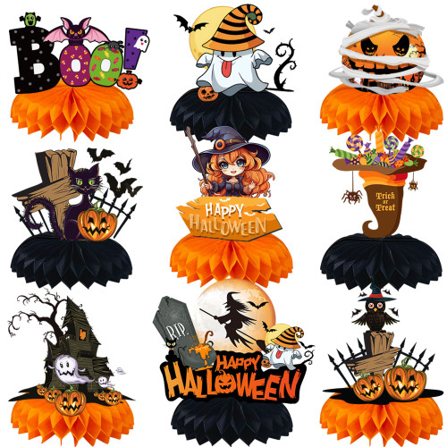 Lucleag 9 Pieces Halloween Honeycomb Centerpiece Party Decoration, Pumpkin Witch Ghost Table Toppers Decoration, 3D Halloween Honeycomb Centerpiece Table Decor for Halloween Party Supplies Gifts Lucleag 9 Pieces Halloween Honeycomb Centerpiece Party Decoration, Pumpkin Witch Ghost Table Toppers Decoration, 3D Halloween Honeycomb Centerpiece Table Decor for Halloween Party Supplies Gifts