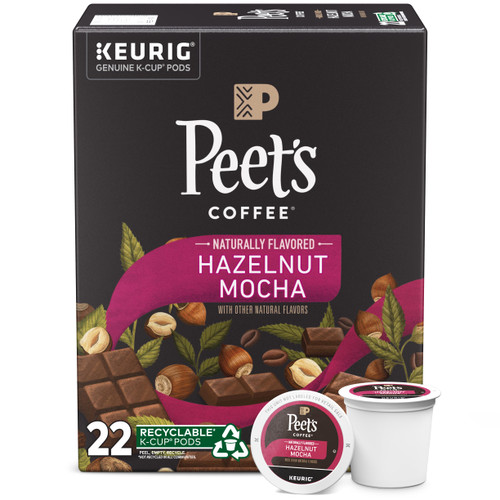 Peet's Coffee Flavored K-Cup Pods, Hazelnut Mocha (22 Count) Single Serve Pods Compatible with Keurig Brewers