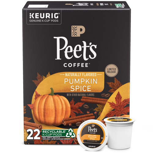 Peet's Coffee, Flavored Coffee K-Cup Pods for Keurig Brewers - Pumpkin Spice, 22 Count (1 Box of 22 K-Cup Pods) Peet's Coffee, Flavored Coffee K-Cup Pods for Keurig Brewers - Pumpkin Spice, 22 Count (1 Box of 22 K-Cup Pods)