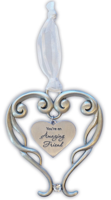 Cathedral Art (Abbey & CA Gift) Amazing Friend Metal Heart Ornament, One Size, Grey Cathedral Art (Abbey & CA Gift) Amazing Friend Metal Heart Ornament, One Size, Grey