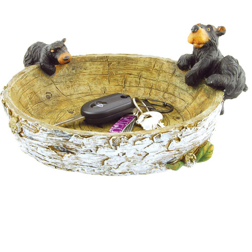 Wilcor Decorative Resin Black Bear Bowl, 8"