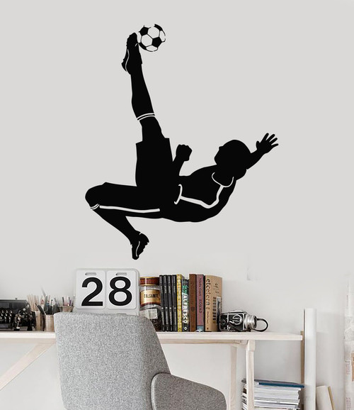 Vinyl Decal Soccer Player Kids Room Boys Decor Sports Art Wall Stickers (ig2955) Grey
