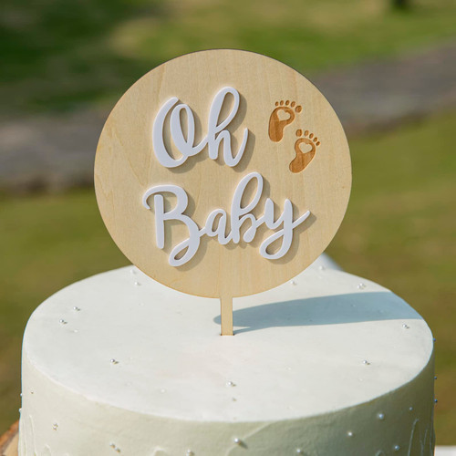 Wood Oh Baby Cake Topper - Baby Party Cake Decoration, Acrylic Oh Baby Cake Topper, Gender Reveal Cake Topper, Wood Baby Shower Cake Topper, Oh Baby Party Supplies Wood Oh Baby Cake Topper - Baby Party Cake Decoration, Acrylic Oh Baby Cake Topper, Gender Reveal Cake Topper, Wood Baby Shower Cake Topper, Oh Baby Party Supplies