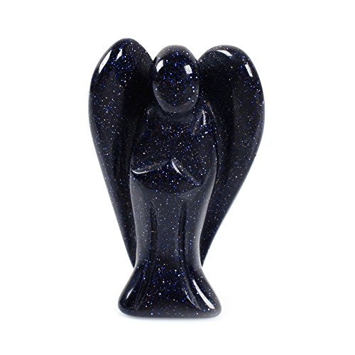 Carved Blue Goldstone Gemstone Peace Angel Pocket Guardian AngelHealing Statue 1.5 inch Carved Blue Goldstone Gemstone Peace Angel Pocket Guardian AngelHealing Statue 1.5 inch