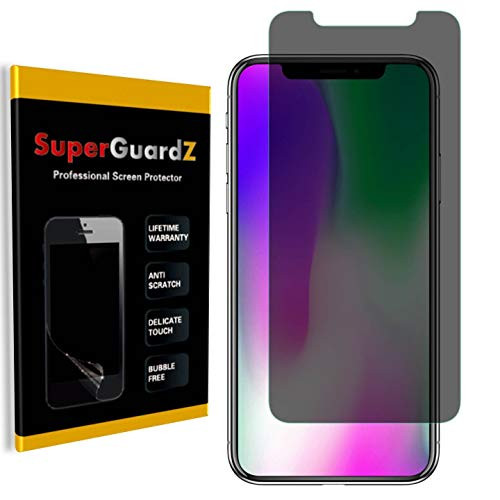 [2-Pack] for iPhone XS/iPhone X (2017) Screen Protector [Privacy Anti-Spy], SuperGuardZ, Anti-Glare, Anti-Scratch, Anti-Bubble [Lifetime Replacement]